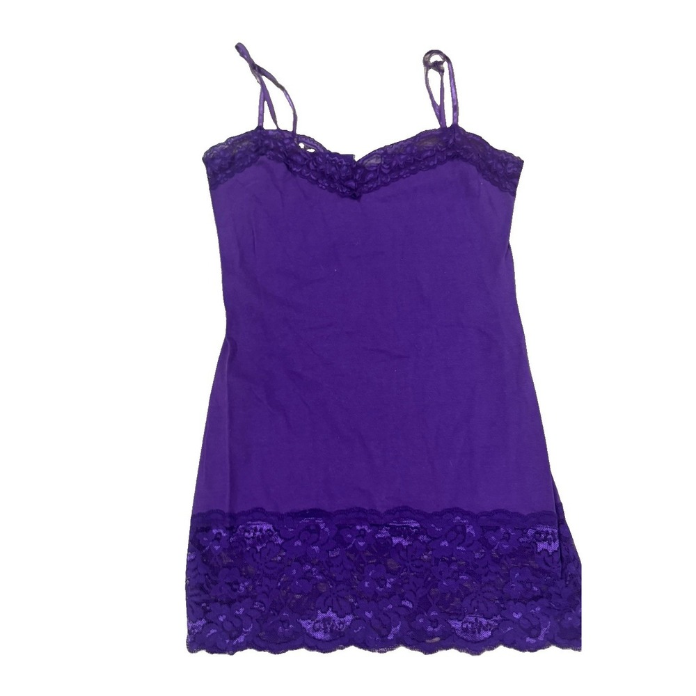 Zenana Outfitters  Purple Lace Trim Cami Slip Size L GRANDE Adjustable Straps